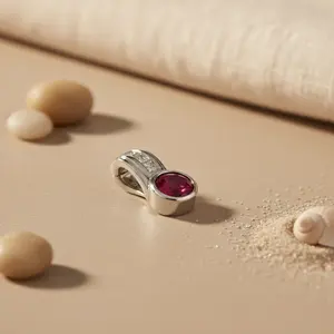 สร้อยคอจี้เงินประดับพลอยทับทิมสีแดง ชุบโรเดียม ทอง ดีไซน์ทันสมัย เหมาะสำหรับเป็นของขวัญงานแต่งงาน งานหมั้น ประดับเพชรซิร์คอนและไข่มุก - Product Image 2