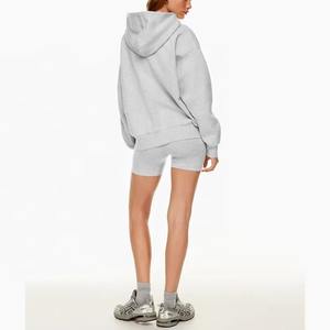 Personalizado Drop Shoulder Puño acanalado y dobladillo Cremallera completa Sudadera con capucha de gran tamaño Kangroo Pocket Algodón Poliéster Sudadera con capucha Mujer - Product Image 5