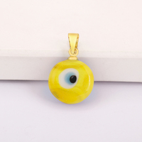 Pendentif ovale QIKU en gros, petit œil de l'evil émaillé, plaqué or, style hip-hop minimaliste, pour la fabrication de colliers et bijoux