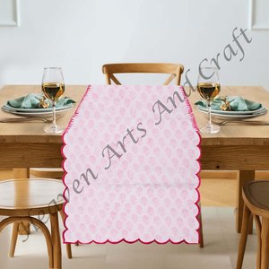 Milieu du siècle Vintage Look 100% coton broderie bord chemin de Table imprimé fleuri indien main bloc maison mariage décor pour mariage - Product Image 1