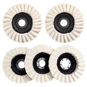 Tampons de polissage en laine blanche Meuleuse d'angle Disque de <span class=keywords><strong>ponçage</strong></span> Feutre abrasif Disque de ventilateur de polissage Disque à lamelles en laine <span class=keywords><strong>naturelle</strong></span> pour le polissage - Product Image 2