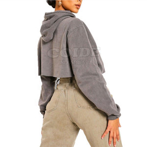 Sudadera con capucha informal de gran tamaño con hombros caídos, Top corto de algodón 100%, sudaderas con capucha de gimnasio para mujer - Product Image 3