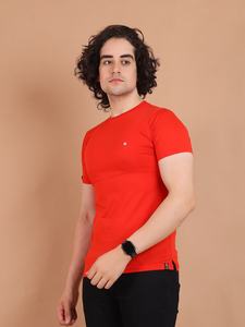 Premium 100% algodón cuello redondo media manga camiseta Venta caliente en rojo Casual Smart-Casual Everyday Wear 260 gramos Peso de la tela - Product Image 5