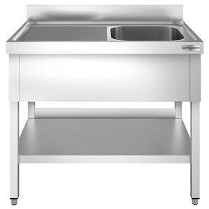 Évier commercial en acier inoxydable PREMIUM - 1200x600mm - avec cuve simple à droite - avec étagère inférieure - Product Image 3