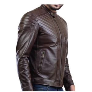 Veste d'hiver en cuir d'agneau véritable originale pour homme, col montant, logo frontal, dernier design, OEM, haute qualité, personnalisable, élégante - Product Image 2