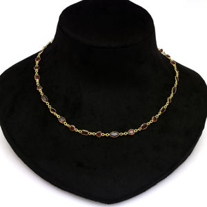 Collar de Plata de Ley 925 con Cadena de 96 CM y Gema de Granate Multifacético Genuino, Chapado en Oro de 18K, Estilo Vintage Único, Ideal para Regalo - Product Image 3