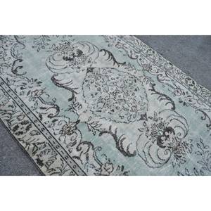 Tapis Turc Fait Main Classique Bleu Gris 5.6X9.8 ft Laine Matériel Boho Patchwork Design pour Salon Couloir Rectangle Latex - Product Image 5