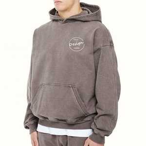 Streetwear Vêtements courts Lavage à l'acide lourd Fabricants Argent Personnalisé Boxy Pull à capuche pour homme - Product Image 2