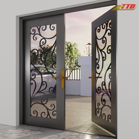 Portes principales en fer forgé TTD, portails extérieurs, taille personnalisée, design d'entrée étanche, garantie de 3 ans, style postmoderne pour la maison