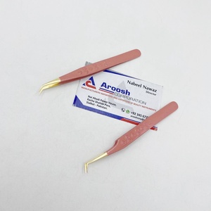 Pince à épiler pêche à 45 degrés en acier inoxydable de haute qualité à pointe dorée Extension de cils Vente en gros durable - Product Image 5