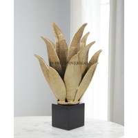 Vente chaude Argent Brillant Métal Poli Antique Designer Élégant Ensemble De 2 Sculpture Décorative À La Maison Avec Support De Base De Couleur Noire