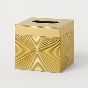 Meilleur couvercle de boîte à mouchoirs en acier brossé de luxe forme carrée motif géométrique moderne salle de bain bureau maison organisateur de table élégant - Product Image 5