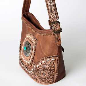 Bolso de Hombro de Cuero Vacuno Hecho a Mano por Diseñadores Internacionales de Rodeo, Estilo Bohemio Occidental con Diseño Floral y Borlas, para Mujer, Otoño - Product Image 3