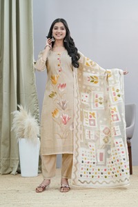 Neeta Creation Premium Cotton Women's Casual Kurti Set <b>Three</b> Piece-Soft Fabric with Matching Dupatta & Pant All Seasons - Product Image 4