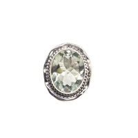 Anillo de Plata de Ley 925 con Amatista Verde en Forma Ovalada con Engaste de Bisel, Joyería Fina para Mujer, Directo de la India, para Bodas y Fiestas