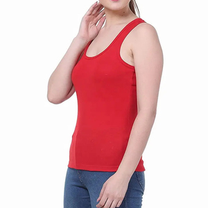 Women's Customized Color Breathable Polyester/Cotton Anti-shrink Tank <b>Top</b> Casual Fitness Wear Front Logo Knitted Fabric Made - Product Image 3