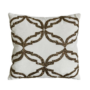 BRIX Handmade <b>Velvet</b> Beaded Throw Pillow Cushion Decorative Modern Luxury Accent for <b>Sofa</b> Bed Chair - Product Image 1