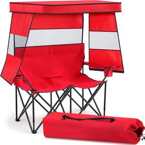2-Person Modern Oxford Garden Chair Double Camping Canopy Shade <b>Mini</b> <b>Table</b> Beverage Cup Holder Carrying Bag Foldable - Product Image 1