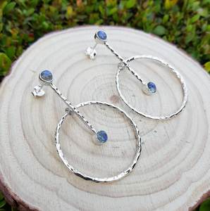 Boucles d'oreilles pendantes bohèmes en argent sterling 925 faites à la main avec labradorite naturelle de 5 mm, bijoux de naissance pour femmes, cadeaux de fête - Product Image 6