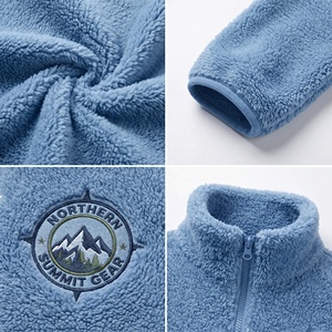 Veste polaire Sherpa demi-zip épaisse et chaude pour homme, avec blocs de couleur patchwork, idéale pour l'extérieur en hiver, avec services OEM - Product Image 6