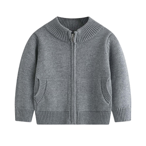 Pull d'école zippé en gros, col en V, coton et polyester, confortable, respirant, fournisseur de tricots uniformes - Product Image 1