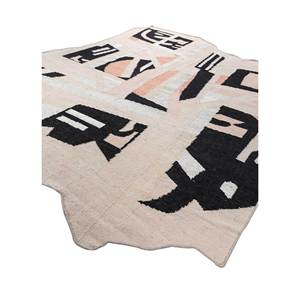 Handmade Ivory Flat Weaves Wool & Viscose <b>Rugs</b> Adwv-13084 Checkers Design for Bedroom & Hallway Rectangular Room <b>Rug</b> - Product Image 2