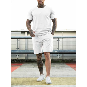 Chándal informal para hombre, conjunto Atlético transpirable de punto de manga corta de 2 piezas, conjunto de traje deportivo para correr y trotar - Product Image 6