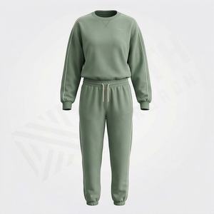 Ensemble de survêtement boxy en coton éponge 100% de haute qualité pour femmes, avec étiquette personnalisée, 2 pièces, haut de jogging et sweat à capuche, couleur personnalisée - Product Image 1