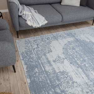 Alfombra Lavable Tejida Abstracta Azul Carina de Netline para Pasillo, Alfombra Boho de Poliéster para Sala de Estar y Dormitorio - Product Image 6