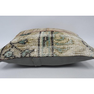 16x16 Beige Wool Kantha Patchwork <b>Pillow</b> Luxury Vintage Floral Woven <b>Throw</b> <b>Pillow</b> for Bedding Floor Rustic Square 18x18 Floral - Product Image 5