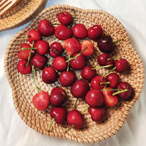 Elegant <b>Round</b> Rattan <b>Serving</b> <b>Tray</b> Handcrafted Natural Woven Wooden Base For Kitchen Dining And Home Decor - Product Image 2