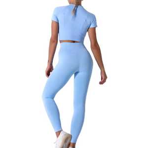 Women <b>Ladies</b> High Waisted Sports Yoga Pants Gym Fitness & Yoga Wear <b>Leggings</b> Set Workout Gym Fitness Clothing Women Yoga Sets - Product Image 4