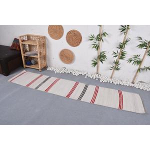 Vintage Turkish <b>Runner</b> <b>Rug</b> 1.8x8.6 ft (56x261 cm), Beige Floral Kilim <b>Rug</b> - Product Image 3