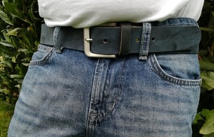 Premium Black Leather Belt for Men Formal Outfit Men Designer Leather Belt for <b>jeans</b> unique leather belt at affordable price - Product Image 3