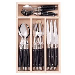 Nouveau design en acier inoxydable 24 pièces ensemble de couverts avec poignée décorative cuillère fourchette couteau ensemble avec étui couverts pour manger à la maison - Product Image 1