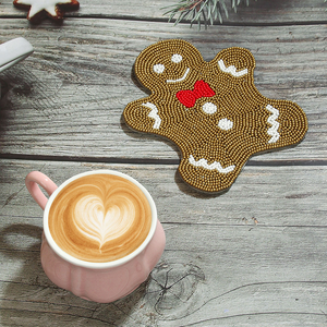 แผ่นรองแก้วทำมือ พิมพ์ลายโลโก้ด้วยเทคนิคซิลค์สกรีน เป็นมิตรกับสิ่งแวดล้อม ประดับด้วยลูกปัดแก้ว ดีไซน์สร้างสรรค์ แปลกใหม่ สไตล์คริสต์มาส สำหรับวางบนโต๊ะ - Product Image 4