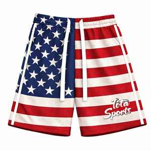 Shorts de basket-ball en maille sublimée avec drapeau américain de qualité supérieure IOTA SPORTS, écologiques, respirants, à séchage rapide, personnalisables - Product Image 1