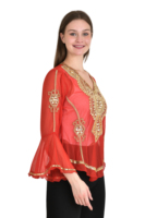 Meilleure Robe Tendance Vintage de Luxe Style Dubaï pour Femme en Georgette à Manches Cloche Col en V avec Broderies Perlées Hiver Été Haute Qualité