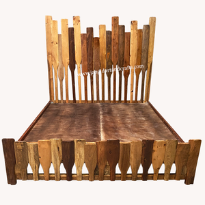 เฟอร์นิเจอร์ไม้สไตล์วินเทจเฟอร์นิเจอร์ห้องนอนโรงแรมทำจากไม้รีเคลมอินเดียโบราณเรือเก่า Oar Chappu Maharaja เตียงคู่ - Product Image 2