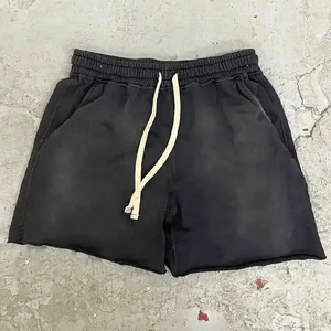 Men's Comfortable Acid Wash 100% Cotton Fleece Shorts Solid Pattern Eco-Friendly with Elastic Waistband - Product Image 3