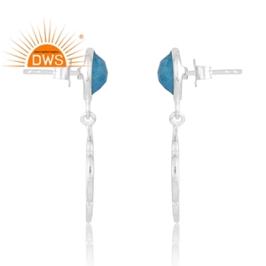 Dernière vente de boucles d'oreilles en argent sterling 925 avec pierres précieuses en turquoise naturelle Fabricant de bijoux personnalisés - Product Image 4