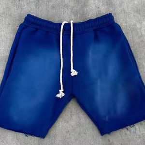 Fait sur mesure hommes lavage à l'acide taille élastique 100% coton teint uni séchage rapide sportif haute qualité soleil décoloration strass motif solide - Product Image 3