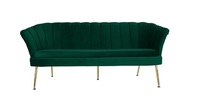 Fauteuil en velours vert bleu rose avec pieds en métal doré