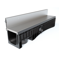 Caniveau de drainage d'eau Technodrain en HDPE italien EVO 150 noir, design moderne extérieur, fente en forme de bord, grille galvanisée CE