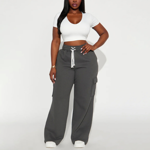 Pantalones Deportivos Cargo Gris Oscuro de Alta Calidad al por Mayor, Corte Holgado, Joggers Cargo Cómodos de Pierna Ancha, Logotipo Personalizado OEM - Product Image 4