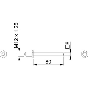 พินแบบปลดได้เร็วทรงสี่เหลี่ยมสีทึบ FDW 8X80มม. M12เหล็ก x 1.25 hoppe - Product Image 3
