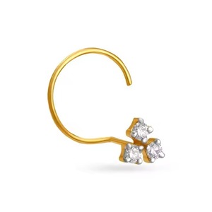 18k Or Jaune Certifié Lab Grown Diamant Enchanteur Nez Pin Floral Design Fine Piercing Bijoux Pour Femmes - Product Image 3