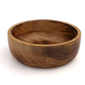 Bol de service rond en bois d'acacia naturel artisanal en gros, bol en bois brun écologique pour la maison, le restaurant, l'hôtel - Product Image 1