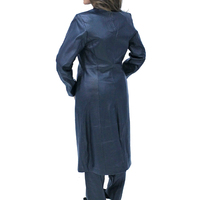 Nouveau manteau trench en cuir d'agneau noir pour femmes, sur mesure, en gros, longueur extra-longue, col en V et dos fendu, pour femmes