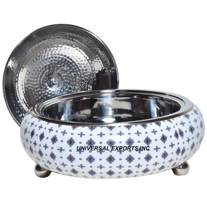 Calentador de alimentos de madera con acabado natural, diseño personalizado, cazuela hecha a mano, olla caliente de Metal de diseñador con estilo clásico - Product Image 2